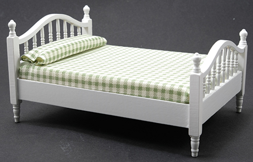 Dollhouse Miniature Double Bed, White